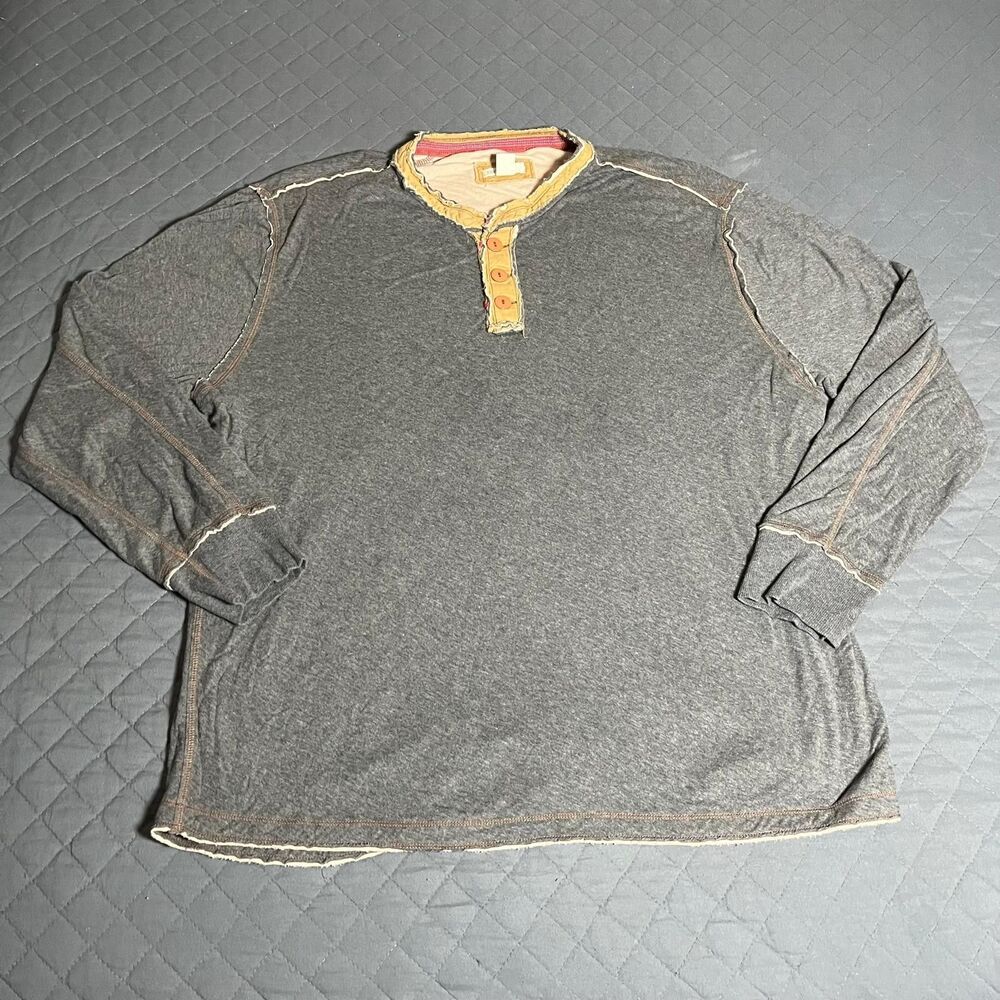 Carbon 2 Cobalt Men's Shirt‎ Cotton Pullover Henley Knit Sweater, Gray - 2XL